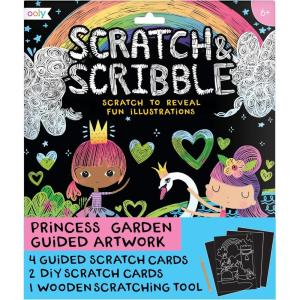 Ooly X Peanuts Scratch Art Kit – 12 Cards Featuring Snoopy, Woodstock and The Gang, Scratch Art Set Gifts for Kids, Travel-Friendly Craft Kit, Scratching Tool Included(Princess Garden)