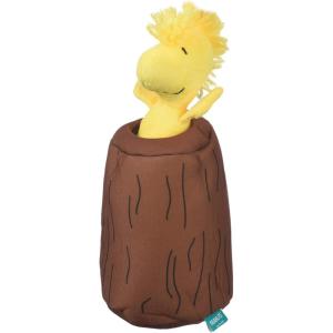 PEANUTS for Pets Charlie Brown Woodstock Vinyl Squeaker Dog Toy | Squeaky Dog Toy for All Dogs | Charlie Brown Plastic Dog Toys for Aggressive Chewers – Fun and Cute Yellow Dog Chew Toy, 5.5 Inch(Woodstock Stump Burrow Toy)