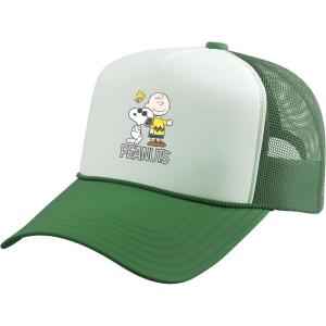 Peanuts – Charlie, Snoopy, Woodstock Trucker Hat with Adjustable Mesh Back(Kelly Green/White)