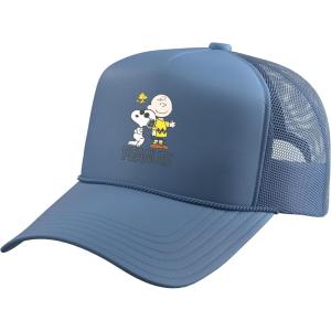 Peanuts – Charlie, Snoopy, Woodstock Trucker Hat with Adjustable Mesh Back(Light Blue)