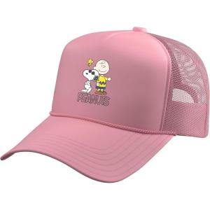 Peanuts – Charlie, Snoopy, Woodstock Trucker Hat with Adjustable Mesh Back(Pink)