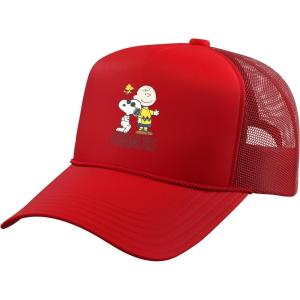 Peanuts – Charlie, Snoopy, Woodstock Trucker Hat with Adjustable Mesh Back(Red)