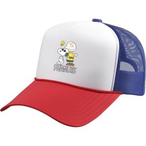 Peanuts – Charlie, Snoopy, Woodstock Trucker Hat with Adjustable Mesh Back(Red/White/Royal Blue)