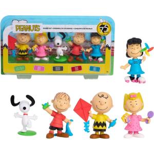 Peanuts 75th Anniversary Collectible Figure Set – Snoopy, Charlie Brown, Lucy, Linus & Sally Toys – 5-Piece Figures for Kids & Adult Collectors, Ages 3 and Up