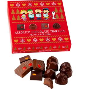 Peanuts Chocolate Truffles Christmas Gift Box, Snoopy Gourmet Belgian Chocolate Gifts for Adults and Kids, Charlie Brown Present, Kosher Holiday Candy(Christmas)