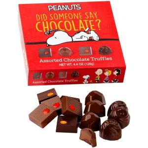 Peanuts Chocolate Truffles Christmas Gift Box, Snoopy Gourmet Belgian Chocolate Gifts for Adults and Kids, Charlie Brown Present, Kosher Holiday Candy(Snoopy’s Gift)