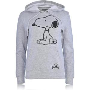 Peanuts Ladies Snoopy Fashion Hoodie – Ladies Classic Snoopy Fleece Sweatshirt Foil Sweatshirt(Heather Grey)