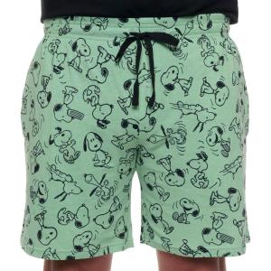 Peanuts Mens Snoopy All Over Print Lounge Pajama Shorts(Snoopy Green Shorts)