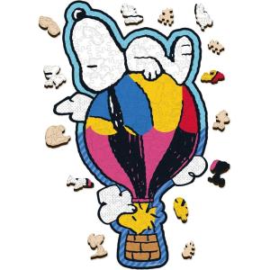 Peanuts Puzzles for Adults – Charlie Brown Wooden Puzzle, 200 Pieces Unique Shaped Jigsaw Puzzles, Snoopy Gifts for Women, 5MM Thick, Officially Licensed Merchandise – Better Together, 9″ x 12.8″(Balloon Ride)