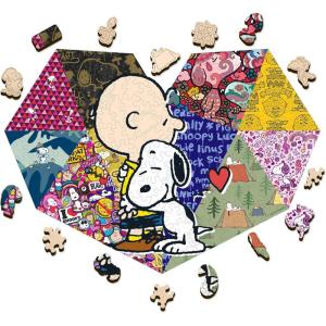 Peanuts Puzzles for Adults – Charlie Brown Wooden Puzzle, 200 Pieces Unique Shaped Jigsaw Puzzles, Snoopy Gifts for Women, 5MM Thick, Officially Licensed Merchandise – Better Together, 9″ x 12.8″(Sweet Hugs)