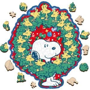 Peanuts Puzzles for Adults – Charlie Brown Wooden Puzzle, 200 Pieces Unique Shaped Jigsaw Puzzles, Snoopy Gifts for Women, 5MM Thick, Officially Licensed Merchandise – Better Together, 9″ x 12.8″(Merry Moments Together)