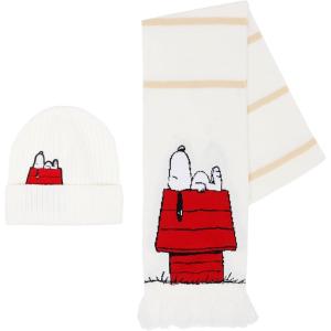 Peanuts Snoopy Beanie and Scarf Set, Winter Hat and Scarf Combo, Warm Knit Accessories for Cold Weather, Multi
