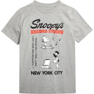 Peanuts Snoopy Boys Shirts – Joe Cool Cotton Crewneck Short Sleeve T-Shirt – Classic Graphic Tees for Boys (Sizes: 7-16)(Snoopy Heather Grey)