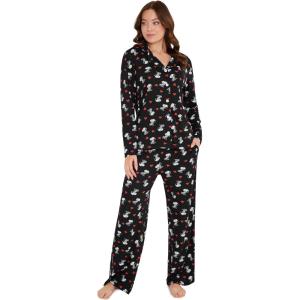Peanuts Snoopy Pajamas for Women Set Long Sleeve Lounge Top PJ Pants Sleepwear Cute Nightwear Loungewear Gifts for Women(Black)