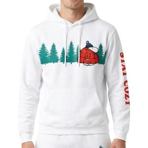 Peanuts Snoopy Stay Cozy Embroidered White Hoodie Adult Unisex Pullover – Officially Licensed
