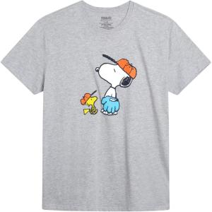 Peanuts Snoopy Womens and Mens Graphic T-Shirts – Snoopy All Over Print Crewneck Short Sleeve Unisex Tshirts for Adults(Snoopy Light Heather Grey)