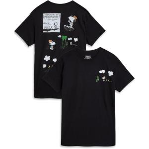 Peanuts Snoopy Womens and Mens Graphic T-Shirts – Snoopy All Over Print Crewneck Short Sleeve Unisex Tshirts for Adults(Snoopy Midnight Black)