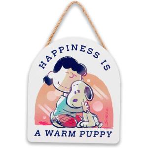 Peanuts Snoopy’s Slice Shop Oven Fresh Pizza Hanging Wood Wall Decor – Fun Snoopy Pizza Sign for Kitchen or Dining Room(Pink/White)