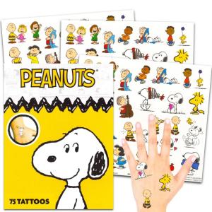 Peanuts Temporary Tattoos for Kids and Adults – 75 Charlie Brown Tattoos For Party Favors Goodie Bags and More (Snoopy Party Supplies Bundle)