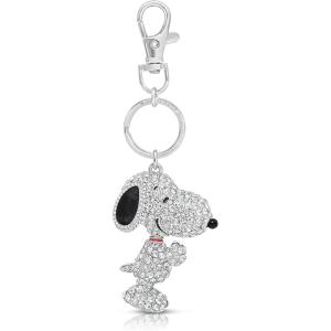 SALLY ROSE Snoopy Keychain Charms Official License – Pave Crystal Peanuts Bag Charm – Valentines Day Gifts for Her(Snoopy)