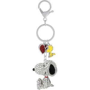 SALLY ROSE Snoopy Keychain Charms Official License – Pave Crystal Peanuts Bag Charm – Valentines Day Gifts for Her(Woodstock & Snoopy Yellow)