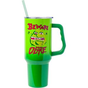 Silver Buffalo Peanuts Featuring Snoopy and Woodstock Feelin’ Groovy Double Walled Stainless Steel Tumbler with Handle and Straw, Fits in Standard Cup Holder, 40 Ounces(Shrek)
