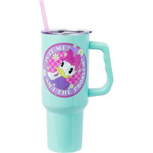 Silver Buffalo Peanuts Featuring Snoopy and Woodstock Feelin’ Groovy Double Walled Stainless Steel Tumbler with Handle and Straw, Fits in Standard Cup Holder, 40 Ounces(Daisy Duck)