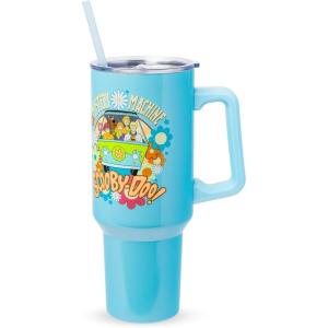 Silver Buffalo Peanuts Featuring Snoopy and Woodstock Feelin’ Groovy Double Walled Stainless Steel Tumbler with Handle and Straw, Fits in Standard Cup Holder, 40 Ounces(Scooby Doo Mystery Machine)