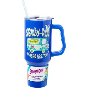 Silver Buffalo Peanuts Featuring Snoopy and Woodstock Feelin’ Groovy Double Walled Stainless Steel Tumbler with Handle and Straw, Fits in Standard Cup Holder, 40 Ounces(Scooby Doo Where Are You)