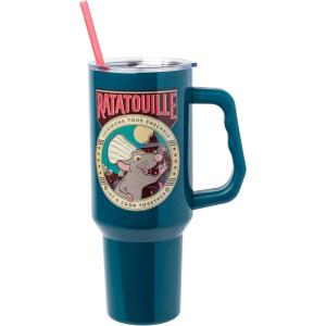 Silver Buffalo Peanuts Featuring Snoopy and Woodstock Feelin’ Groovy Double Walled Stainless Steel Tumbler with Handle and Straw, Fits in Standard Cup Holder, 40 Ounces(Ratatouille)
