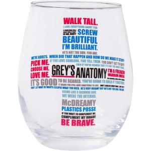Silver Buffalo Peanuts Snoopy And Woodstock Chillin Stemless Wine Glass, 20 Ounces, 1 Count (Pack of 1)(Grey’s Anatomy)