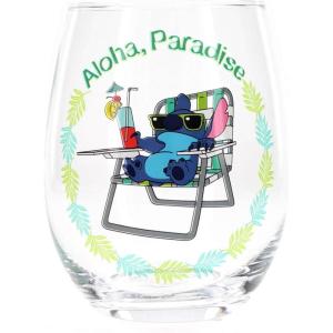Silver Buffalo Peanuts Snoopy And Woodstock Chillin Stemless Wine Glass, 20 Ounces, 1 Count (Pack of 1)(Lilo and Stitch)