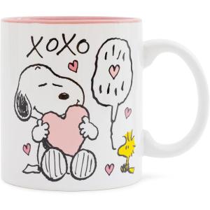 Silver Buffalo Peanuts Snoopy and Woodstock Valentine’s Day XOXO Ceramic Mug | Large Coffee Cup For Tea, Cocoa, Beverages | Holds 20 Ounces