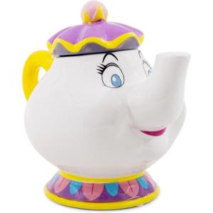 Silver Buffalo Peanuts Squad Featuring Charlie Brown, Snoopy, Schroeder, Lucy, Linus, Sally, Pigpen, Woodstock, and Franklin Glass Cookie Snack Candy Jar with Lid (Small)(Mrs. Potts Small (Ceramic Sculpted))