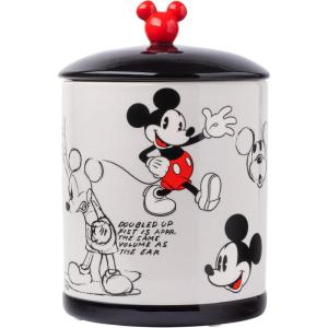 Silver Buffalo Peanuts Squad Featuring Charlie Brown, Snoopy, Schroeder, Lucy, Linus, Sally, Pigpen, Woodstock, and Franklin Glass Cookie Snack Candy Jar with Lid (Small)(Mickey Mouse Sketches Large (Ceramic))