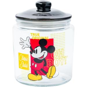Silver Buffalo Peanuts Squad Featuring Charlie Brown, Snoopy, Schroeder, Lucy, Linus, Sally, Pigpen, Woodstock, and Franklin Glass Cookie Snack Candy Jar with Lid (Small)(Mickey Mouse Small (Glass))