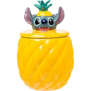 Silver Buffalo Peanuts Squad Featuring Charlie Brown, Snoopy, Schroeder, Lucy, Linus, Sally, Pigpen, Woodstock, and Franklin Glass Cookie Snack Candy Jar with Lid (Small)(Lilo and Stitch Pineapple Medium (Ceramic Sculpted))