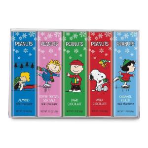 Snoopy Chocolate Variety Gift Box, 5 Gourmet Belgian Chocolate Bars, 1.5oz Each(Christmas)