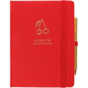 Snoopy Lined Journal Plus Pen by Graphique Luxe Collection, Hardcover Diary Notebook for Writing, Gold Foil Embossing, 160 Pages, 6” x 8”(Cherry)