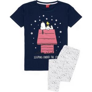 Snoopy Pajamas Ladies Womens Top Long Or Short Bottoms Options Navy Pjs(Long Leg)