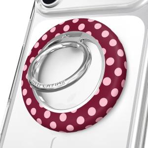VELVET CAVIAR Compatible with MagSafe Phone Grip 2.0 | Cute Magnetic Ring Holder | Finger Loop Kickstand | Pop On Accessory for iPhone 17, 16, 15, 14, 13, 12 | Snoopy Be Mine(Raspberry Polka Dot)