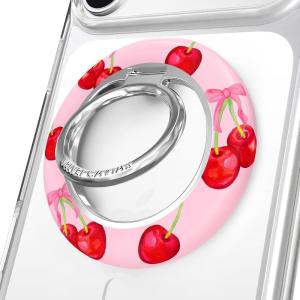 VELVET CAVIAR Compatible with MagSafe Phone Grip 2.0 | Cute Magnetic Ring Holder | Finger Loop Kickstand | Pop On Accessory for iPhone 17, 16, 15, 14, 13, 12 | Snoopy Be Mine(Sweet Cherry)