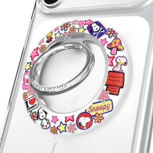 VELVET CAVIAR Compatible with MagSafe Phone Grip 2.0 | Cute Magnetic Ring Holder | Finger Loop Kickstand | Pop On Accessory for iPhone 17, 16, 15, 14, 13, 12 | Snoopy Be Mine(Snoopy Patchwork)