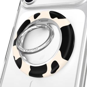 VELVET CAVIAR Compatible with MagSafe Phone Grip 2.0 | Cute Magnetic Ring Holder | Finger Loop Kickstand | Pop On Accessory for iPhone 17, 16, 15, 14, 13, 12 | Snoopy Be Mine(Cow Print)