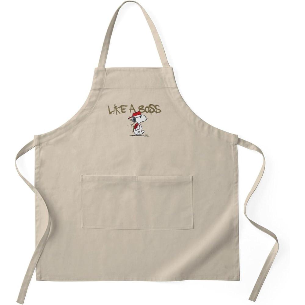 image:imageCafePress Peanuts Snoopy Like A Boss Kitchen Apron with Pockets Grilling Apron Baking ApronKhaki