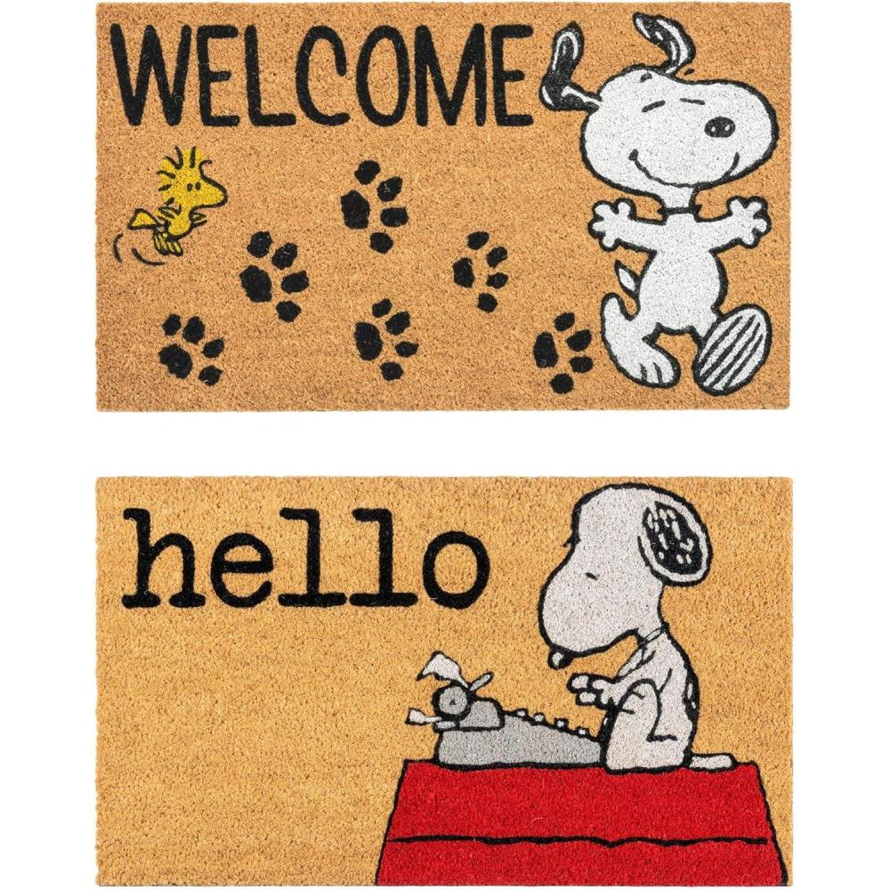 image:imageGertmenian Peanuts Snoopy Coir Doormat  2x3 Welcome Mat 2Pack Ideal for High Traffic Areas in Front Door Garage Entryway  Welcome 80022Snoopy HelloWelcome