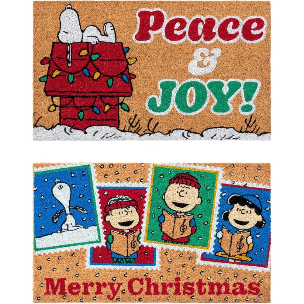 image:imageGertmenian Peanuts Snoopy Coir Doormat  2x3 Welcome Mat 2Pack Ideal for High Traffic Areas in Front Door Garage Entryway  Welcome 80022Snoopy Peace  Joy