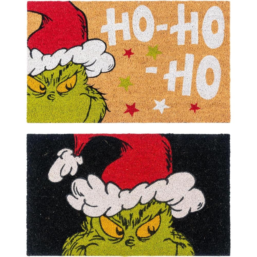 image:imageGertmenian Peanuts Snoopy Coir Doormat  2x3 Welcome Mat 2Pack Ideal for High Traffic Areas in Front Door Garage Entryway  Welcome 80022The Grinch Ho Ho HoSanta