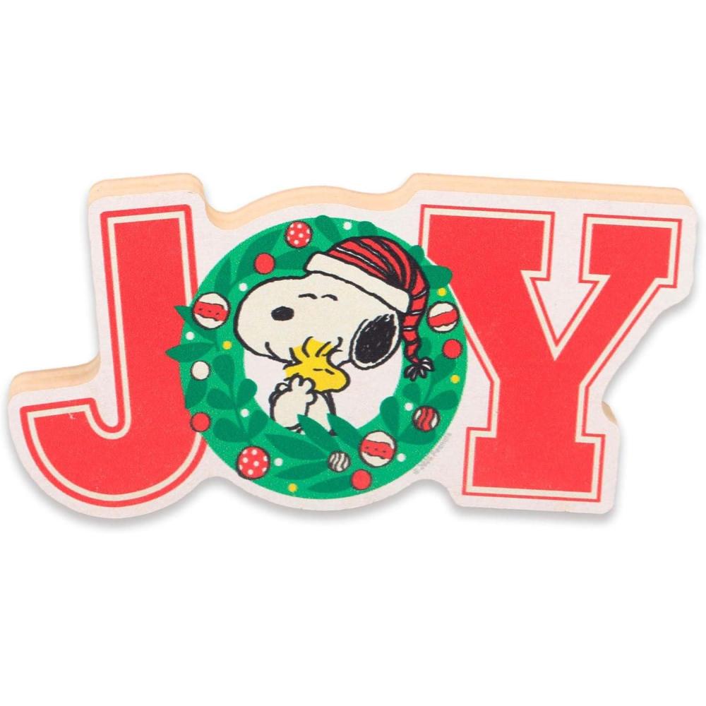 image:imageOpen Road Brands Peanuts Gang Shelf Sitter Decor  Adorable Wood Block Tabletop Decoration Featuring Charlie Brown Snoopy and FriendsRedGreen