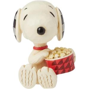Enesco Peanuts by Jim Shore Collection Snoopy Enjoying Popcorn Miniature Figurine- Stone Resin Hand Crafted Painted Collectible Peanuts Snoopy Mini Figurines Home Decor Statue, 2.75 Inch